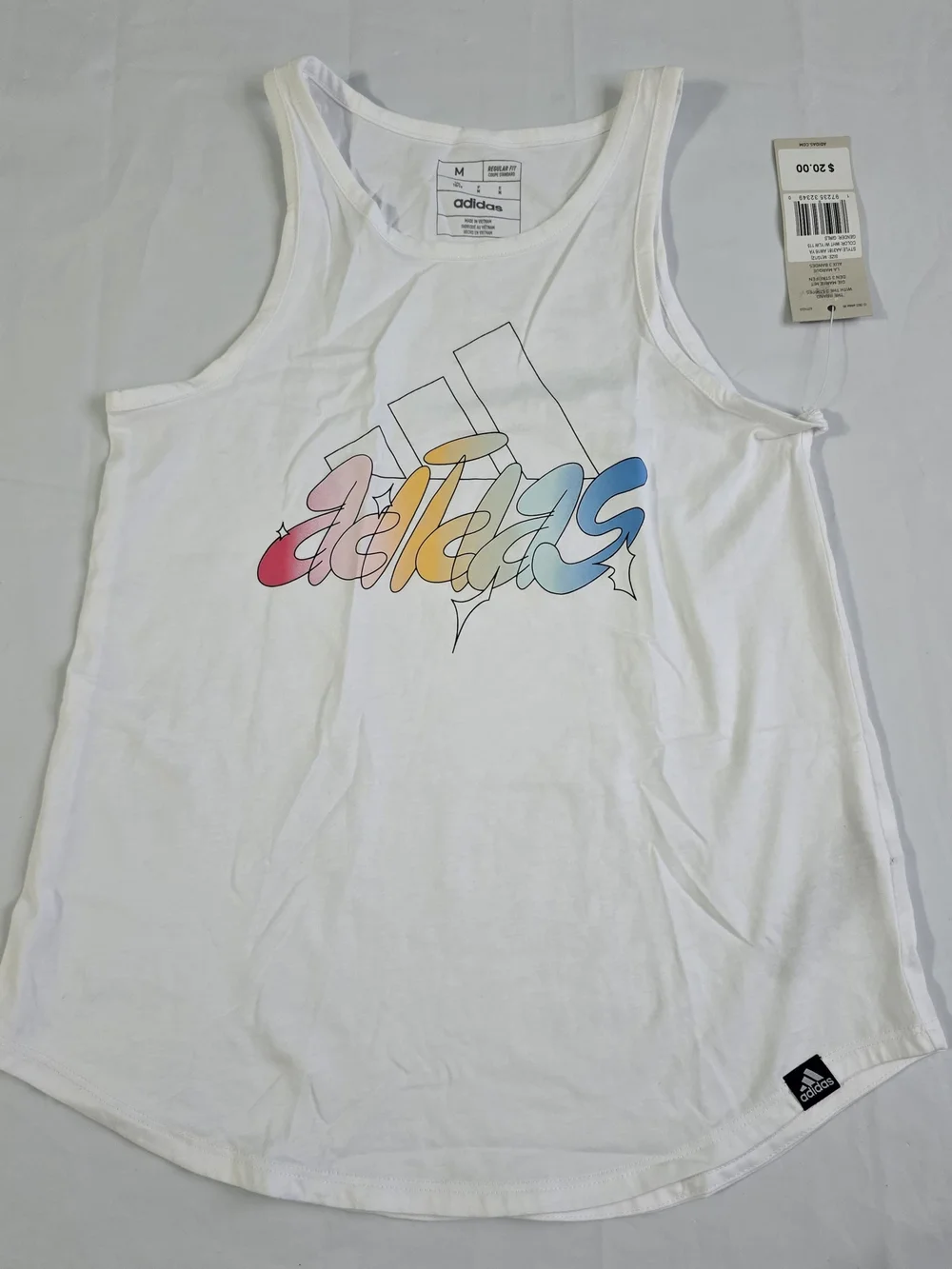 adidas 2 Pack Pink& White Splatter Tank Top M Lightweight 100% Cotton Crew N NWT